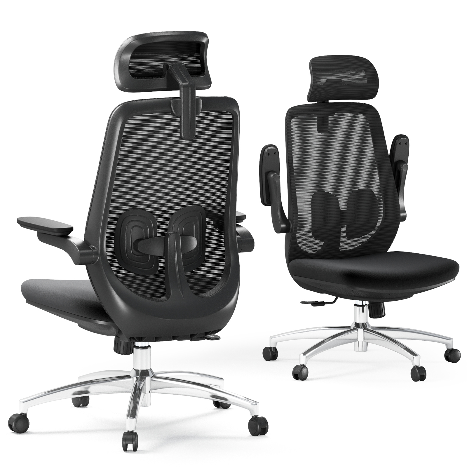 LarkLeaves LA-A2-H08 big and tall office chair with high back and flip-up arms - black